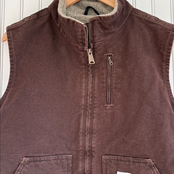 EUC Carhartt Washed Duck Sherpa-Lined Mock-Neck Relaxed-Fit Vest- Women’s Large - Picture 2 of 12